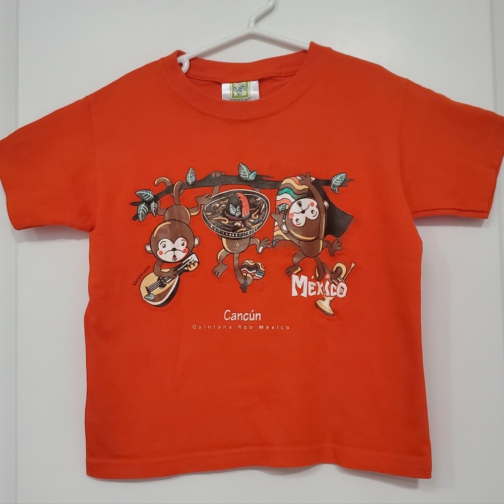 Karani Art Kids Monkey Cancun Orange T-Shirt Size S
